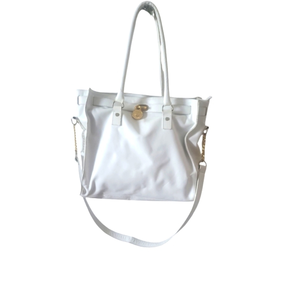 Blaque White Leather Tote Bag